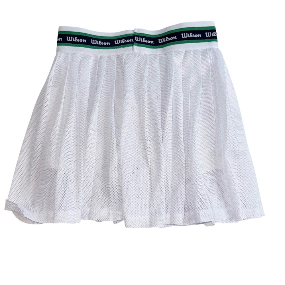 Wilson Tennis Skort Kids XS 4/5 White Mesh Pleated Logo Waistband